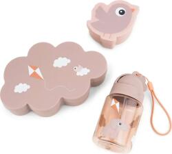 Done by Deer Set lunchbox copii cu bidon cu pai Playground, roz, 3 piese (1246441)