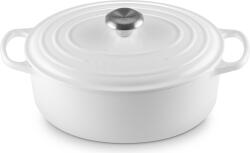 Le Creuset Tavă de copt Signature ovală, 29 cm, albă, cu mâner argintiu pentru capac (21178290101430)