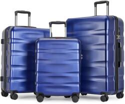 BONTOUR wave 3 db-os duplakerekes bőrönd szett, számzárral, kék (120540-Blue) - vasbutor