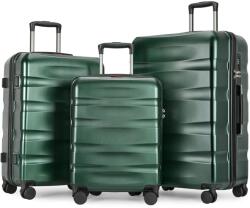 BONTOUR wave 3 db-os duplakerekes bőrönd szett, számzárral, dzsungelzöld (120540-JungleGreen)
