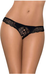 Obsessive Miamor - köves, nyitott női csipke tanga (fekete) (93035000005) - szexshop