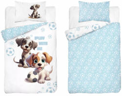  Pamut ágynemű huzat 90*120 cm - Kutyusok fehér/kék