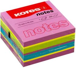KORES Cub notite autoadeziv, 75x75mm, 450 file/set, spring neon, KORES (KS48464)