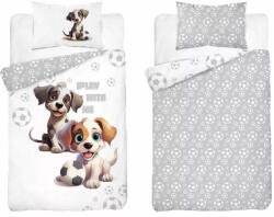  Pamut ágynemű huzat 90*120 cm - Kutyusok fehér/szürke