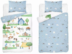  Pamut ágynemű huzat 90*120 cm - Farm fehér/kék