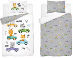  Pamut ágynemű huzat 90*120 cm - Autók fehér/szürke