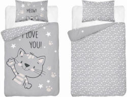  Pamut ágynemű huzat 100*135 cm - Szürke cica