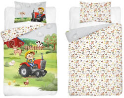  Bambusz ágynemű huzat 100*135 cm - Farm piros traktorral