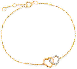Heratis Forever Arany karkötő gyémántokkal Egyesült szívek 0, 050 ct IZBR002N