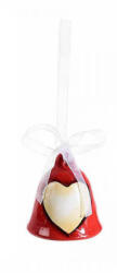 AFI Karácsonyi kerámia csengettyű - 6x5 cm - piros szíves - hibás (IMO-AFI-712100PIROS-ALJAHIBAS)
