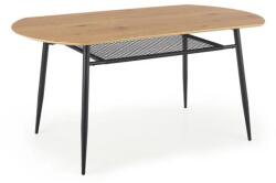 Malaezia Set masa living extensibila Miami, MDF, lemn masiv, 120 150 x 80 x 73.8 cm si 6 scaune, lemn masiv Glendale, stofa, 100 kg, 93x49x41.5 cm, alb maro (S4260,4268x6)