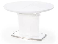 Malaezia Set masa living rotunda Montreal, lemn masiv, MDF, 90x73.8 cm si 4 scaune Houston, stofa, 100 kg, 94x49x40 cm, alb gri (S4264,4184x4)