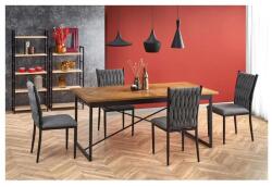 Malaezia Set masa living plianta Philadelphia, MDF, lemn masiv, rotunda, 55 90 x 90 x 74, 8 cm si 2 scaune Vienna, tapiterie stofa, 94x49x40 cm, alb (S4262,4187x2)