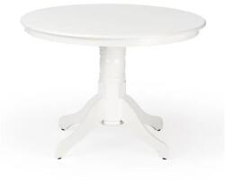 Malaezia Set masa living plianta Philadelphia, MDF, lemn masiv, rotunda, 55 90 x 90 x 74, 8 cm si 4 scaune Hudson, tapiterie stofa, 94x50x42 cm, alb gri (S4262,4189x4)