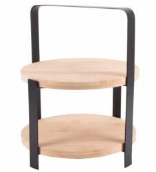 Pufo Többszintes tálalási tálca 2 szinten bambuszból és fémből, süteményekhez, tortákhoz, gyümölcsökhöz, előételekhez, 25 x 21, 5 cm (Pufo3980)