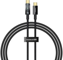 Baseus - Data Cable Explorer (P10319703111-00) - Type-C, Gyors Töltés, 100W, Automatikus Kikapcsolás, Nejlon, 1m - Fekete Színű