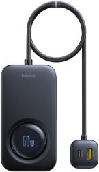 Baseus - Autós töltő PrimeTrip VW1 (C00069000121-00) - 3x USB, 3x Type-C, 105W, Gyors töltés, 60W Visszahúzható kábel - Fekete