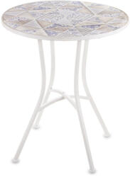 Art-Pol Mozaik asztal, fém, fehér, kék, 71x61x61 cm (166713)