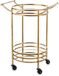 Art-Pol Gatsby design arany kerek henger formájú gurulós fém zsúrkocsi íves fogantyúval 73x53x41cm (141684)