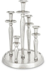 Art-Pol Loys design magasfényű ezüst fém gyertyatartó tálca 5db gyertya számára 43x30x30cm (176749)