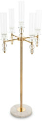 Art-Pol Gyertyatartó Fém, Üveg Arany, Fehér 123x46x46cm (179246)