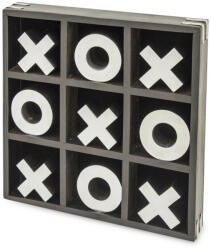 Art-Pol Tic-Tac-Toe táblajáték fa-fém makett ezüst-fekete asztali dekoráció 4x25, 5x25, 5cm (120066) - pepita