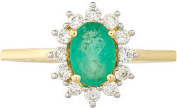  9 Karátos Arany Gyűrű Brazil Smaragddal és Természetes Cirkónnal, PCY11219/54