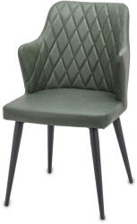 Art-Pol Elegáns sötétzöld tűzött kárómintákkal varrott étkezőszék vékony fekete fém lábakon 85x50x50cm (138574)