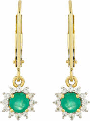  9 Karátos Arany Fülbevaló Brazil Smaragddal és Természetes Cirkónnal, PCY11223