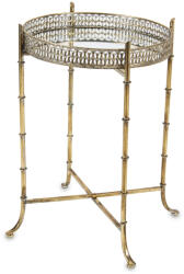 Art-Pol Keleties hatású áttört fém asztalka, tükrös üveg asztallap 60, 5x43x43cm (135625)