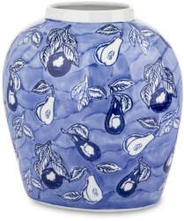 Art-Pol Díszes kék-fehér festett virágmintás kerámia tároló amfora 28x26x17cm (170530)