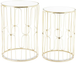 Art-Pol Design fém 2db-os asztal szett, tükrös üveg asztallap 55x38x38/50x33x33cm (140323)