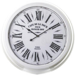 Art-Pol Fehér fémkeretes koptatott számlapos kerek kvarc falióra római számokkal Cafe De La Tour Paris 58x58x9cm (91406)