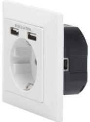ASSMANN Safety socket for flush mounting with 2 USB ports, White (DA-70613)