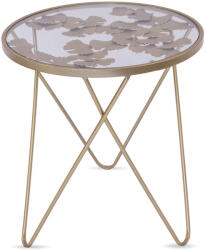 Art-Pol Design fém arany asztal, falevelek asztallap dekorációval 57x51, 5x51, 5cm (118777)