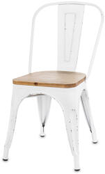 Art-Pol Provence koptatott támlás fehér fém szék, natúrfa ülőrész 83, 5x44x54cm (137269)