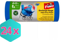 FINO szemeteszsák gyorskötöző füles, "Easy Pack" 60 l, 20db/tekercs KARTON - 24 db (K5201314931126)