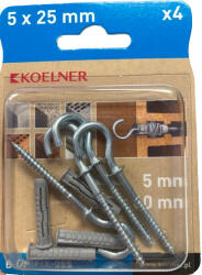 KOELNER UNIPLUG nylon dübel 5x25mm+körkampó 3.5x30mm (B-UNIFIX-05S) (64444)