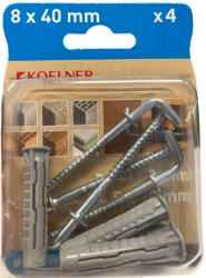 KOELNER UNIPLUG nylon dübel 8x40mm+ derékszögű kampó 5x70mm (B-UNIFIX-08K) (64453)