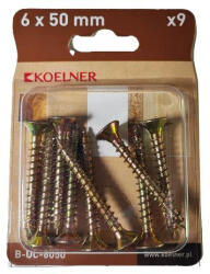 KOELNER 6x50 mm-es faforgácslapcsavar 9db/bliszter (B-UC-6050) (51843)
