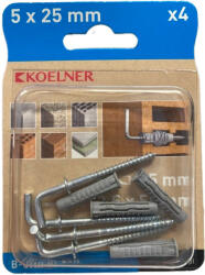KOELNER UNIPLUG nylon dübel 5x25mm+ derékszögű kampó 3.5x55mm (B-UNIFIX-05K) (64443)