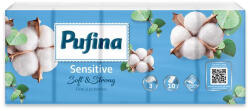 PUFINA Papír zsebkendő, 3 rétegű, 10x10 db, PUFINA "Sensitive (KHH876) - onlinepapirbolt