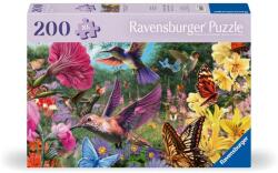 Ravensburger - Puzzle pentru varstnici pasari Colibri si fluturi cu sablon de imagine si suport din carton 200 piese mari XL (RVSPA01369) - ejuniorul