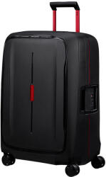 Samsonite ESSENS négykerekű, fekete-piros csatos közepes bőrönd 69 cm 146911-1186