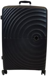 Touareg fekete, négykerekű kör bordás, bővíthető nagy bőrönd-TG8002 fekete L - borond-aruhaz