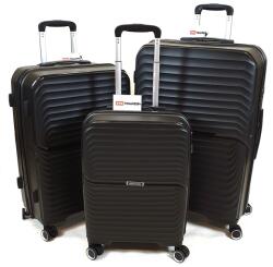 Touareg 2024 négykerekű S bordás, fekete polipropilén bőrönd szett-TG2311-3db