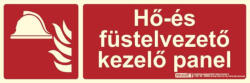  HŐ ÉS FÜSTELVEZETŐ KEZELŐ PANEL felirat - Tűzvédelmi jel, Utánvilágító műanyag tábla 30x10 cm, 0, 7 mm vastag - IMPLASER B150