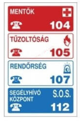  Segélykérő telefonszámok tábla