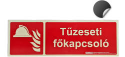  TŰZVÉDELMI / TŰZESETI FŐKAPCSOLÓ öntapadó felirat - Tűzvédelmi jel, Utánvilágító jel 30x10 cm - IMPLASER B150