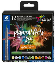 STAEDTLER Ecsetirón készlet, STAEDTLER "Pigment brush 371", 12 különböző természeti szín (371 C12-3) - kreativjatek